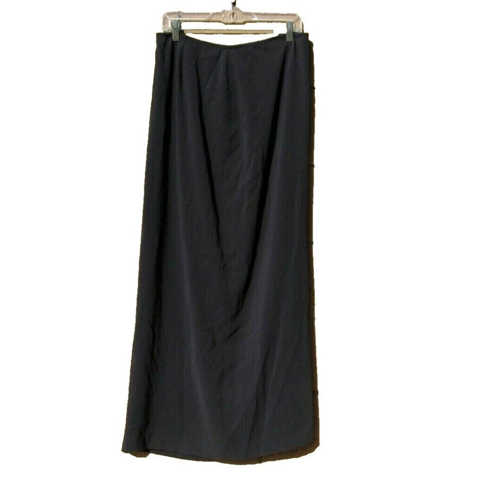 Modest Black Skirt Full Length Back Side Slit Ellen Tracy Christian Jewish VTG